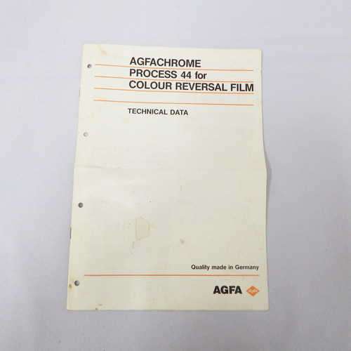 Agfachrome Process 44 for colour Reversal film - Technical data booklet