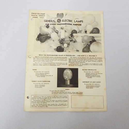 General Electric lamps Photolamp data sheet June 1947