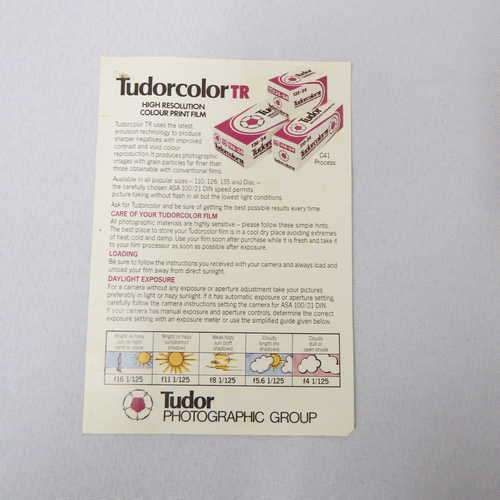 Tudorcolor TR (High Resolution Color Print film) Information sheet