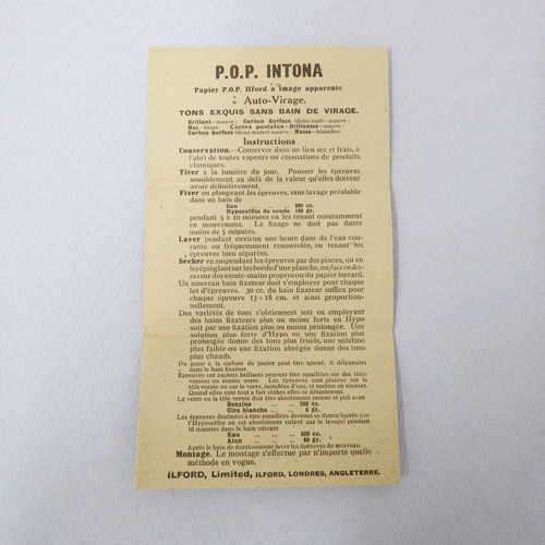 Intona Ilford Self-toning P.O.P Instructions pamphlet