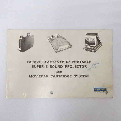 Fairchild seventy-07 portable super 8 sound projector with moviepak cartridge system booklet
