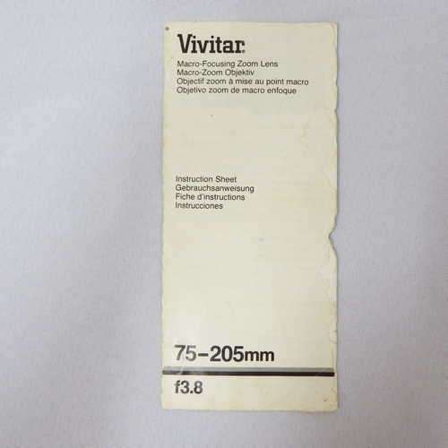 Vivitar macro-focusing zoom lens instruction manual - Some damage