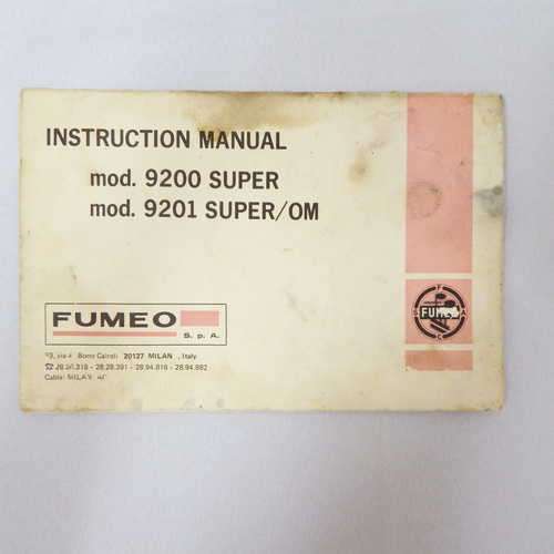 FUMEO S.p.A. mod. 9200 Super , mod. 9201 Super/OM instruction manual - Some water damage