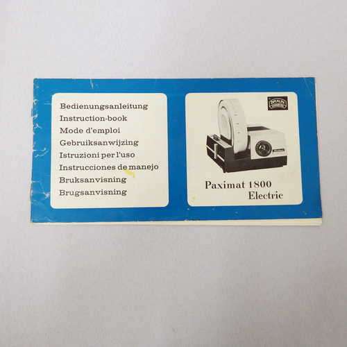 Paximat 1800 Electric Braun Nurnberg instruction manual