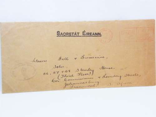 Postal cover dated 16 January 1933 used in Saorstat Eireann ( Irish Free State )