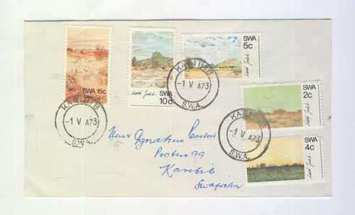 SACC 245 - 249 on first day cover with Karibib cancelation - scenery paintings