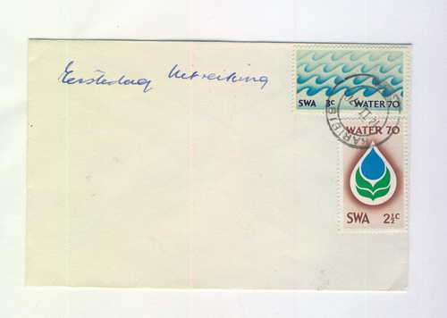South West Africa Water 70 campaign on first day cover with Karibib cancelation