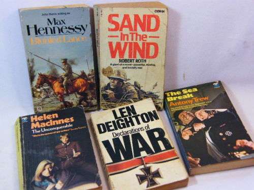 Lot of 5 war themed story books - softcover