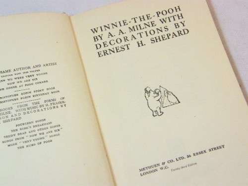 Winnie-the-Pooh by A A Milne published by London, Methuen & Co. Ltd. 1940