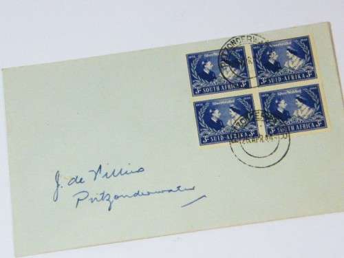 SACC 124 - silver wedding of George 6 - 26 April 1948 2 pairs with Putzonderwater first day cancel