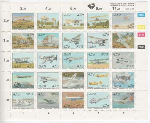 SACC 796 - 820 7 May 1993 Aviation full sheet mint stamps