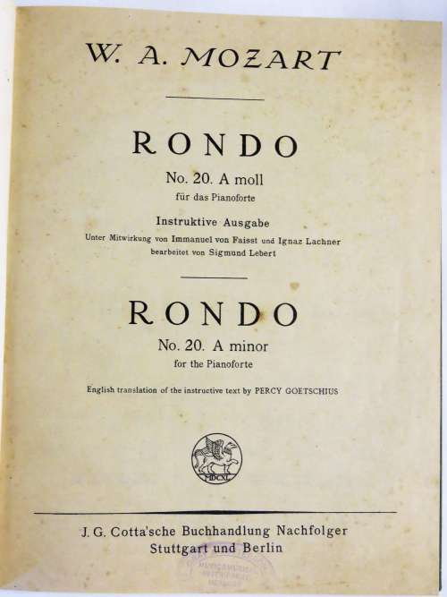 Rondo no.20 A minor for the pianoforte by Percy Goetschius - 100 years old or older