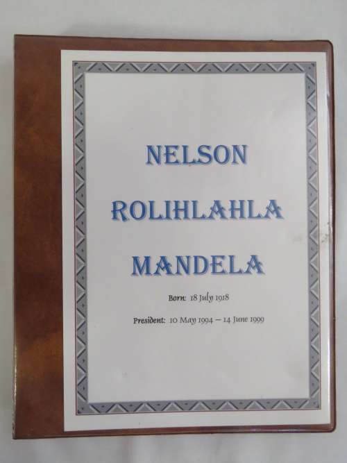 Nelson Rolihlahla Mandela souvenir album with stamps, phonecards, postal covers etc