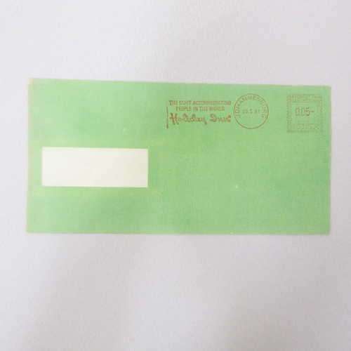 Holiday INN green stationary with 5 cent franking - cancelled 20-5-81