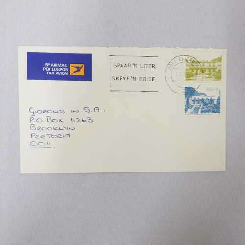 South Africa Airmail cover from Port Elizabeth to Pretoria with 2 South African stamps cancelled