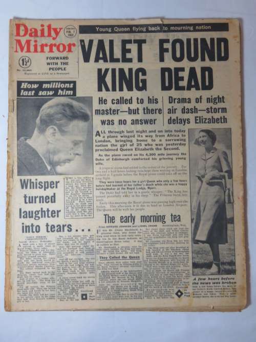 Daily Mirror newspaper 7-13 February 1952 bound together - Death of King George VI