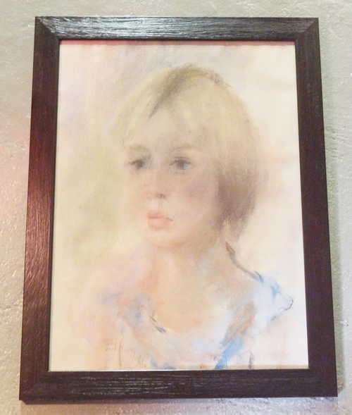 Pieter van der Westhuizen 1978 pastel portrait of young girl (framed)