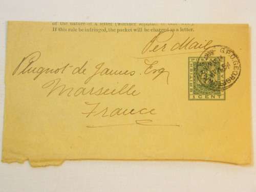 Postal History Newspaper wrapper - Georgetown British Guiana to Marseille France 19 May 1906