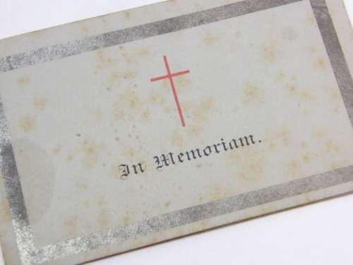 1886 In Memoriam funeral card for Thomas Moffat at Cemetery Whitehaven