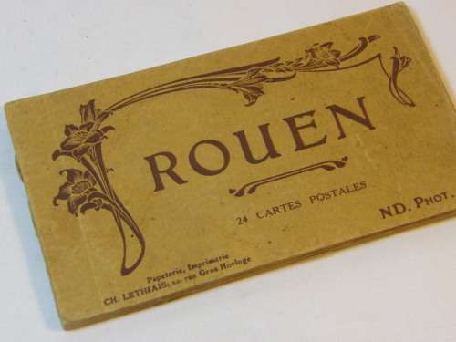 Antique Rouen postcard booklet with 15 postcards left