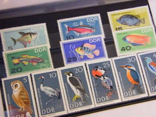 DDR 1966 fish and 1967 birds mint set
