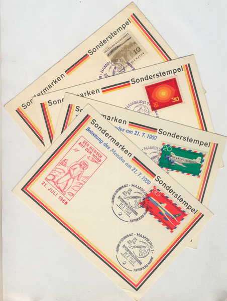 Germany - Moonlanding set of 4 postcards with 24-7-1969 cancellations - Hamburg - Unused