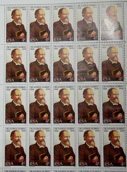 South Africa SACC 444 Full sheet 4 cent stamp - Andrew Murray