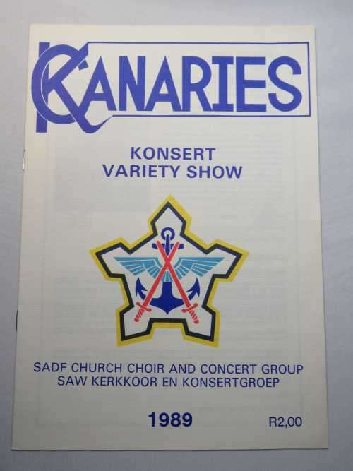 Canaries Variety show - SADF Church choir and concert group 1989 programme