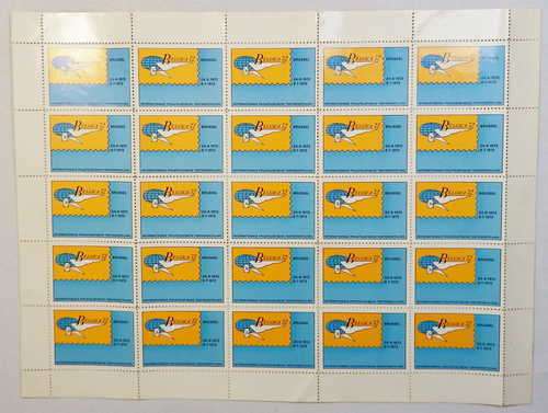 Full Sheet Of 1972 Belgium International Philatelic Exhibition Cinderella Stamps
