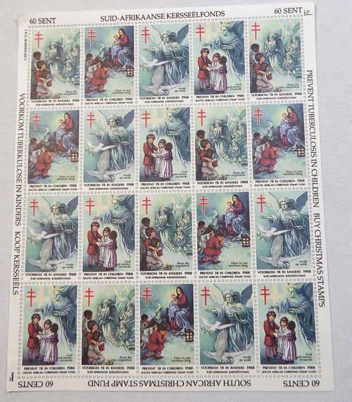 Full Sheet of 1988 RSA Christmas Stamps
