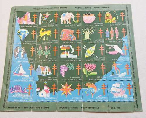 Full Sheet Of 1966 South Africa Christmas Stamps