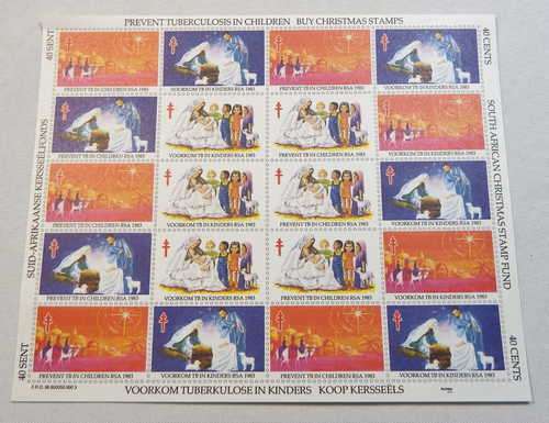 Full Sheet Of 1983 South Africa Christmas Stamps