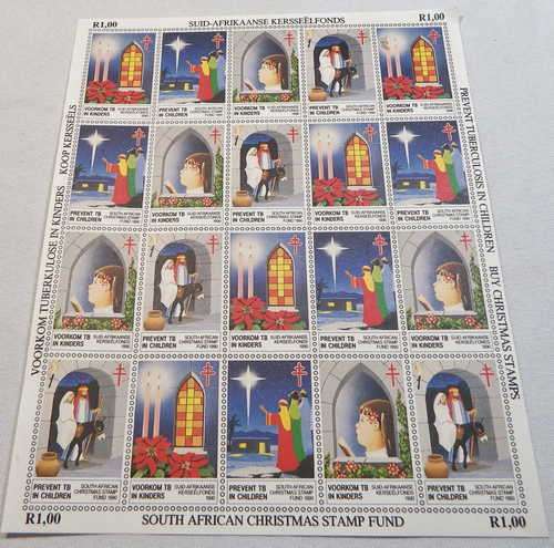 Full Sheet Of 1990 RSA Christmas Stamps
