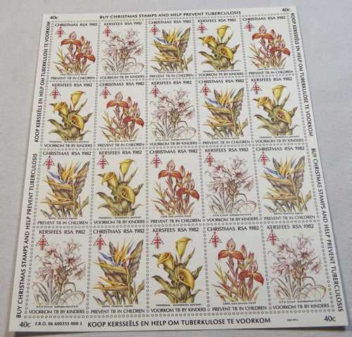 Full Sheet Of 1982 RSA Christmas Stamps