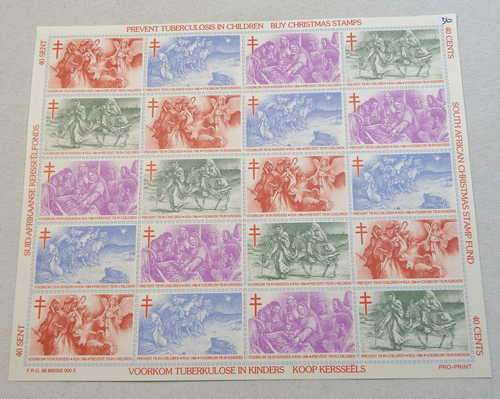 Full Sheet of 1986 RSA Christmas Stamps