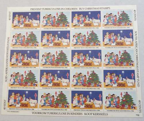 Full Sheet Of 1984 RSA Christmas Stamps