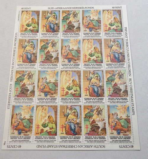 Full Sheet Of 1987 RSA Christmas Stamps