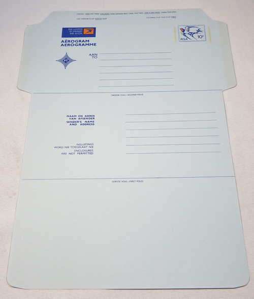 RSA Aerogramme with pre printed 10 cents stamp - Unused