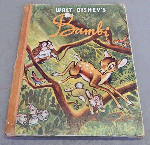 Vintage Walt Disney`s Bambi book with 4 removable pictures for framing - Circa 1958