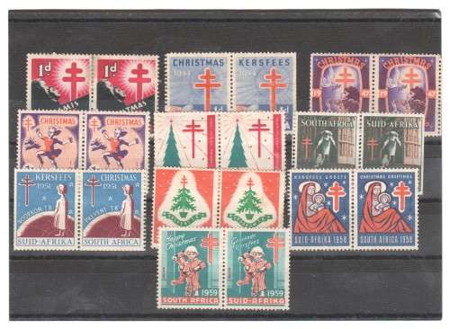 Lot of 10 pairs of South Africa Christmas stamps - Oldest is 1943