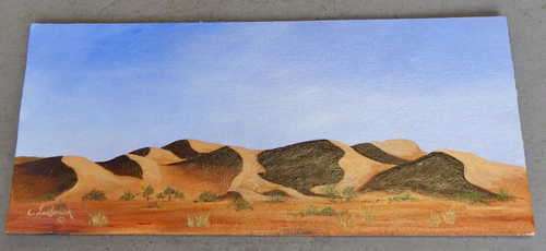 Dessert Dune Scene by Connie Leeferink - Oil painting on canvas on board -  Size 19 x 43,5 cm