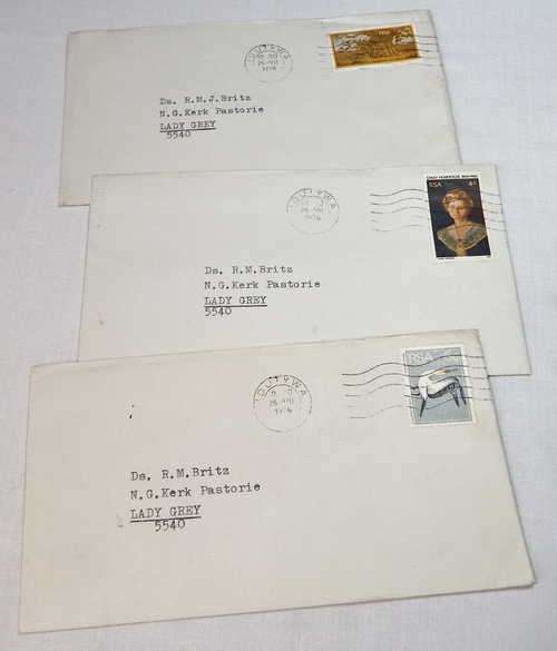 3 Postal covers from IDUTYWA, Transkei to Lady Grey - 1976