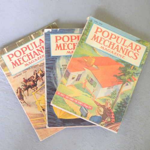 Lot of 3 vintage popular mechanics magazines from 1940`s