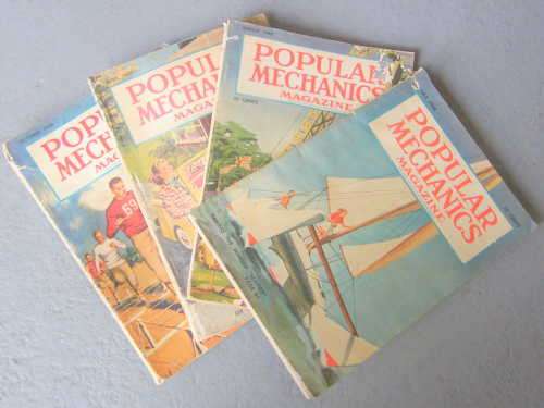 Lot of 4 vintage popular mechanics magazines from 1940`s