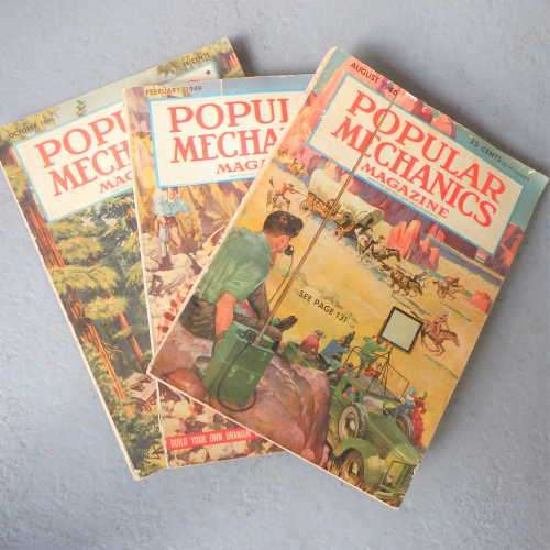 Lot of 3 vintage popular mechanics magazines from 1940`s