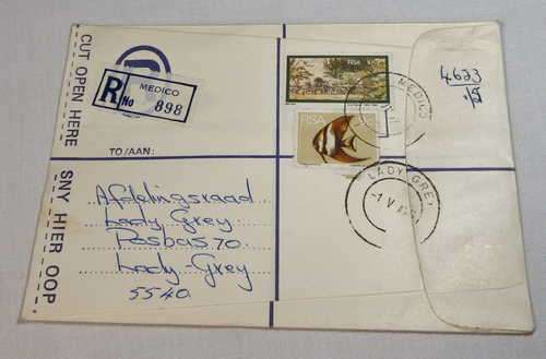 Registered letter from Medico to Lady grey - 1976 - With RSA 9c and 10c stamp