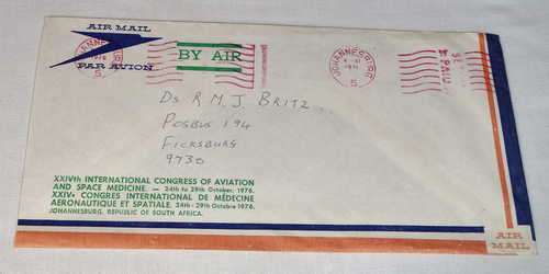 Special Airmail cover on stationery of international congress of Aviation and space medicine - 1976
