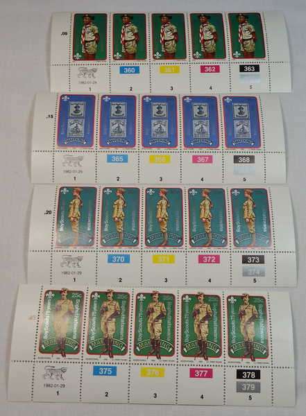 1982 Boy Scouts SACC 64 - SACC 87 control strips of 5