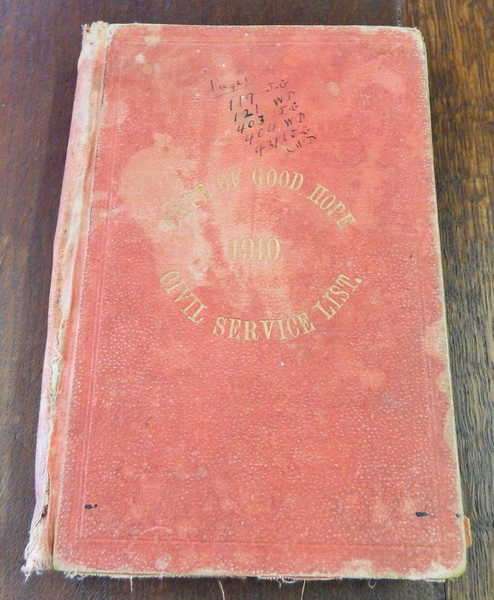 1910 Cape of Good Hope Civil Service List - A rare book