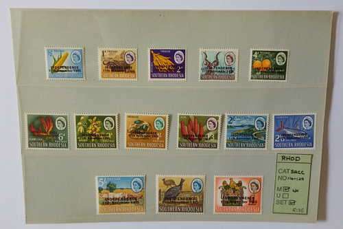 Rhodesia Independence set of 14 stamps to 1 pound (No Churchill)
